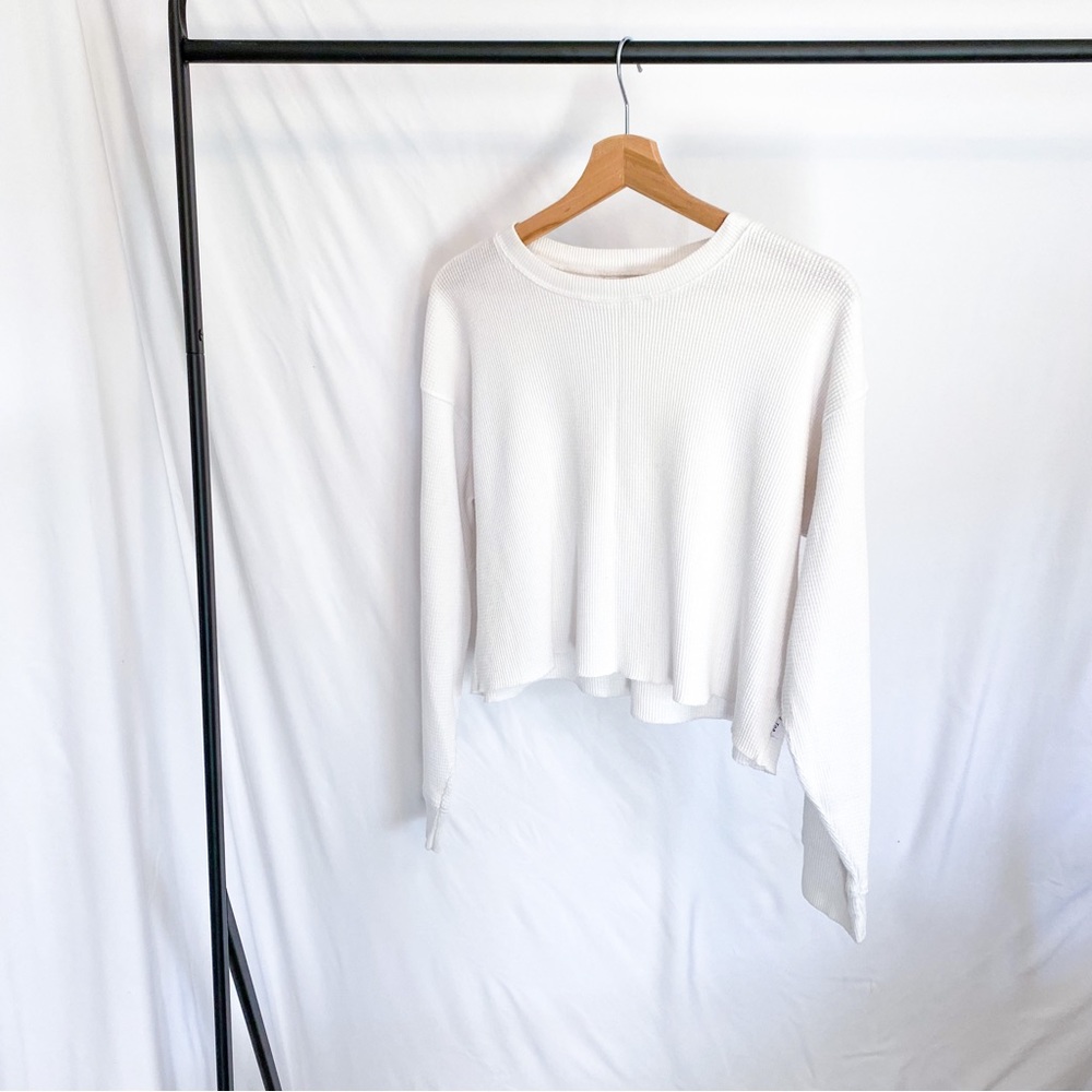 Aritzia TNA white waffle long sleeve